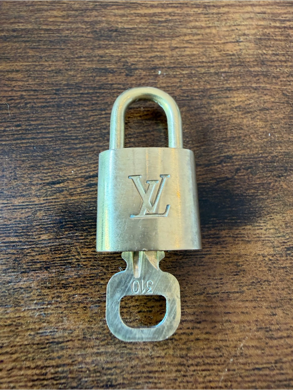 Authentic Louis Vuitton Gold-Tone Padlock and Key #310